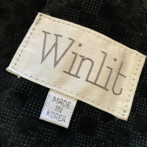 Vintage 2pc Black Checkered Leather Skirt Suit Size Medium Power Suit Office - Picture 7 of 10